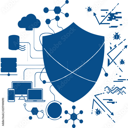 Isometric Cyber Security Banner and Digital Network Protection