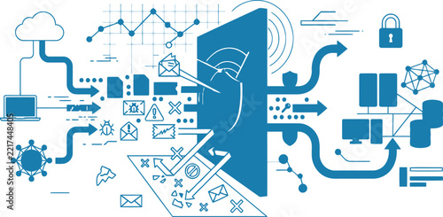 Cloud Computing Infrastructure and Cyber Security Vector Concept