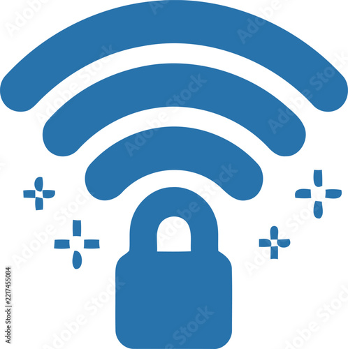 Wireless Wifi Router and Home Network Security Flat Icon Set