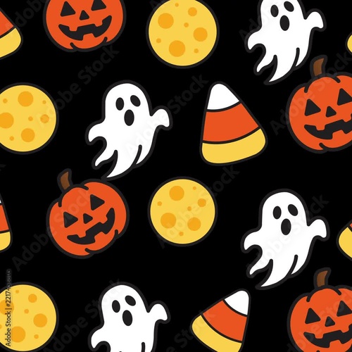 Spooky pattern on black background suitable for halloween, spooky designs, ghostly themes, childrens halloween projects, and decorations.