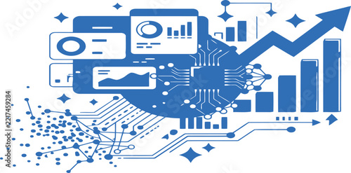 Business Data Dashboard and Financial Growth Analytics Vector