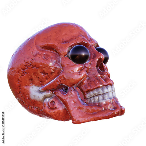 Side Profile Red Human Skull Red Human Skull Side Profile Anatomy Horror Halloween
