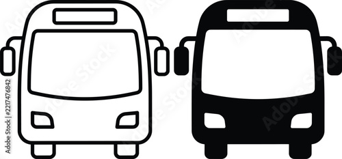 Black and White Bus Transportation Icons