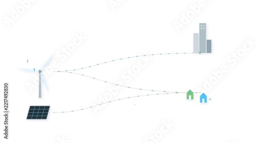 Animated Neomorphic Sustainable Energy Flow Green Power Generation Modern Eco-Friendly Network Clean Tech Progress. premium
