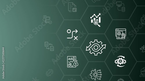 Business analyst managing process automation and digital transformation. Motion graphic of business workflow. Concept of analytics and operational management. 