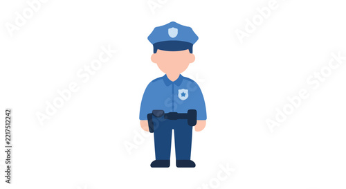Police officer illustration stands against a plain white background lawman