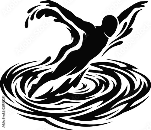 Swimmer Performing Butterfly Stroke Vector