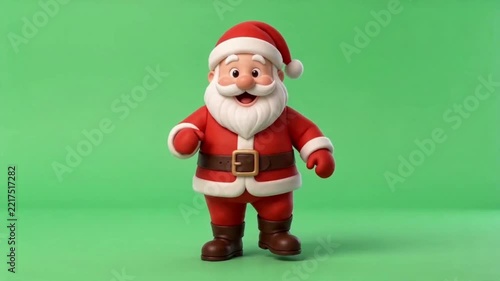 Funny Santa Claus character. Charming Santa Claus suddenly appears against a red paper background. A Christmas and New Year greeting. Suitable for a video greeting card, corporate blog, or social medi