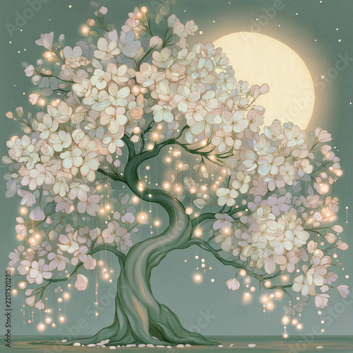月夜の花見。桜。夜桜