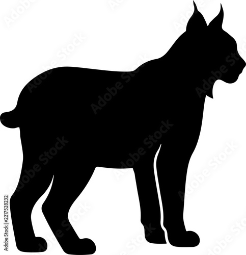 Black lynx standing in silhouette