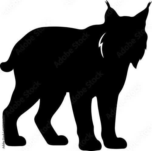 Black lynx standing in silhouette