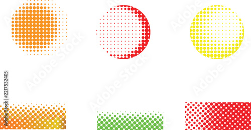 Colorful halftone circle and bar elements set