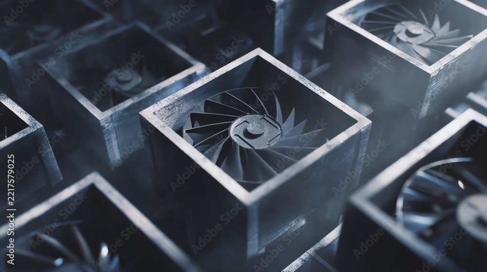 Fototapeta premium Detailed view of modern turbine components.