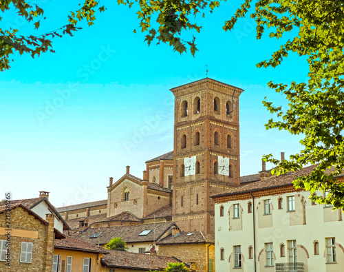 Cathedral Bell Tower in the Historic Center of Asti, Italy
