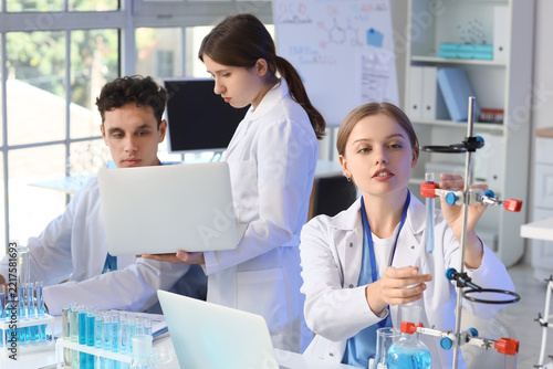 Scientific research and laboratory innovation, diverse team of scientists wor...