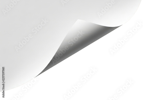 Curled white paper page corner with shadow creating a dynamic effect.