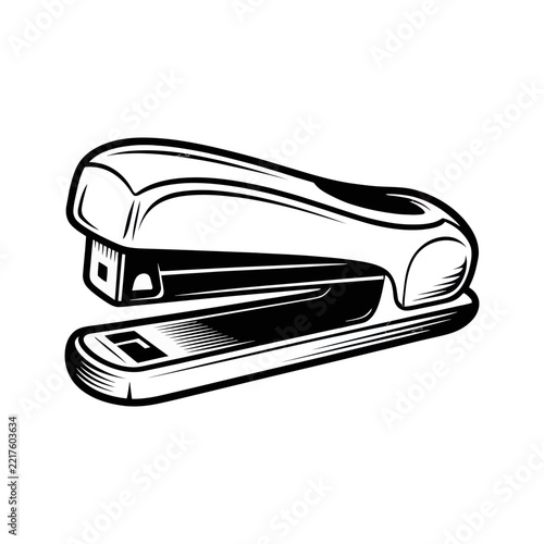stapler and staples, A classic office stapler viewed from a three