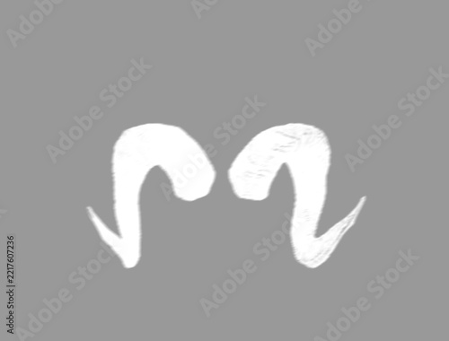Soft shadow vignette of ram horns with transparent center cutout 