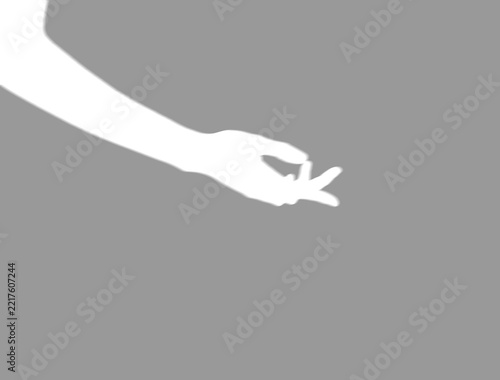 Soft shadow vignette of arm and hand reaching with transparent center cutout 
