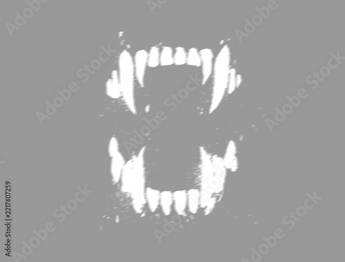 Soft shadow vignette of vampire fangs with transparent center cutout 