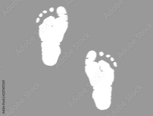Soft shadow vignette of human footprints with transparent center cutout 
