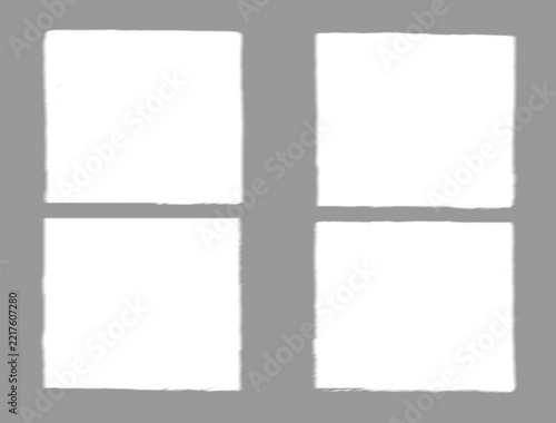 Soft shadow vignette of four squares window frame with transparent center cutout 