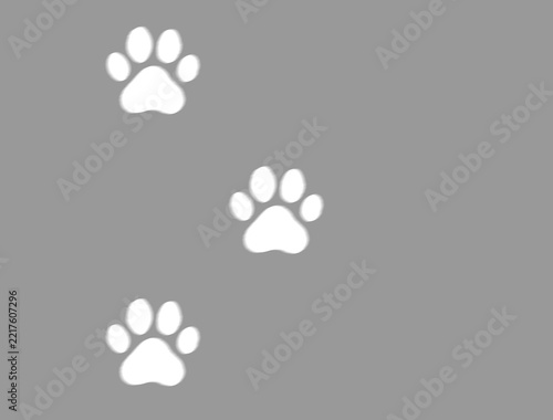 Soft shadow vignette of animal paw prints with transparent center cutout 