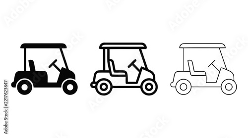Vector illustration of golf cart icon set, vector illustration on a transparent background