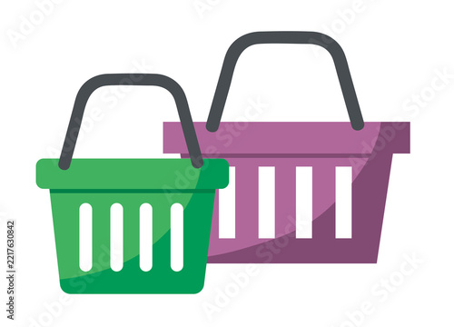 Colorful Shopping Basket Icon Set