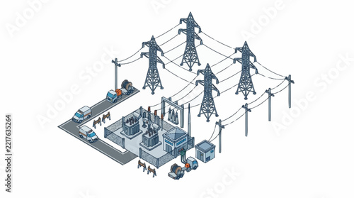 Modern Power Grid Substation Electrical Infrastructure.