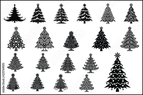 
Christmas Tree Silhouette Vector Set