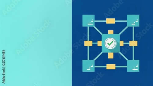 Blockchain Cryptocurrency Network Connectivity Flat Design Animation Sequence