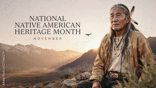 Native american heritage month portrait of indigenous elder in