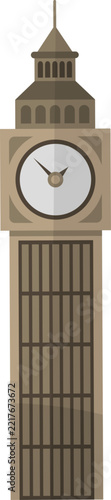 Flat Illustration of Big Ben Clock Tower