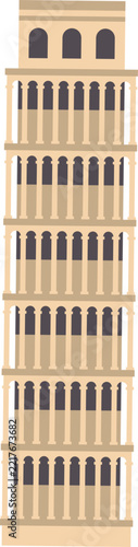 Flat Illustration of Leaning Tower of Pisa