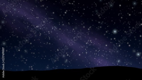 Starry night sky with shooting stars seamless loop