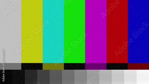 TV color bars test pattern with noise seamless loop for video editing