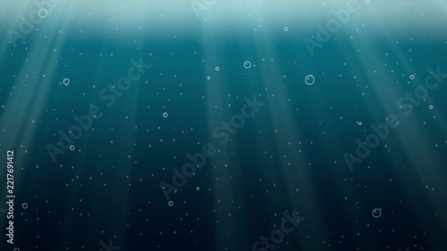 Underwater light rays and bubbles seamless loop