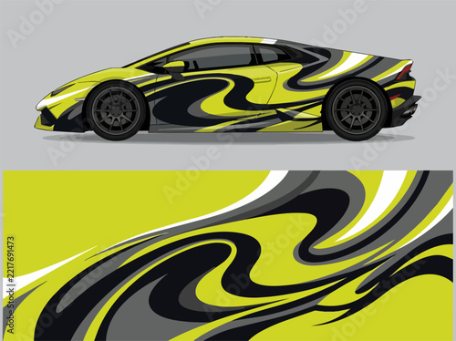 Stylish Yellow Black Sport Car Side View