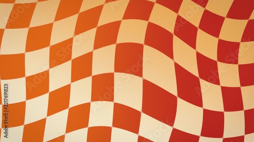 Warped checkerboard retro orange groovy seamless loop