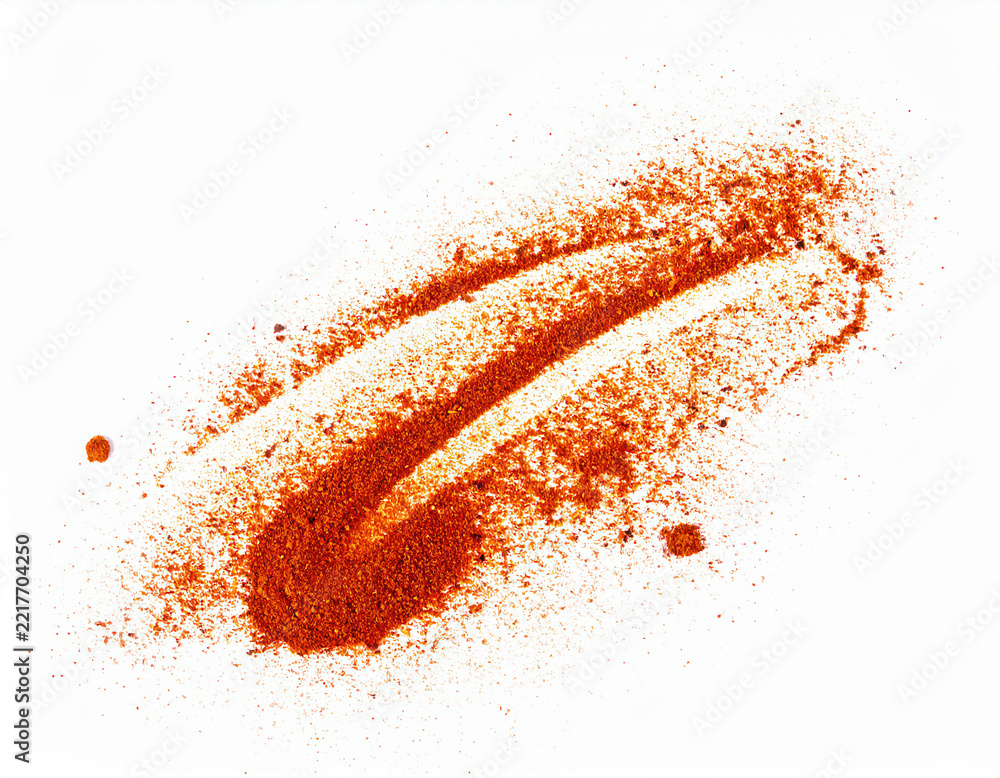 Fototapeta premium Red Chili Powder Dust Isolated on White
