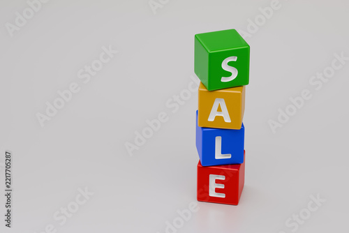 Colorful building blocks spelling SALE word concept