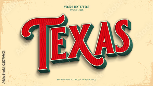 Vintage Texas 3D Text Effect Vector Style