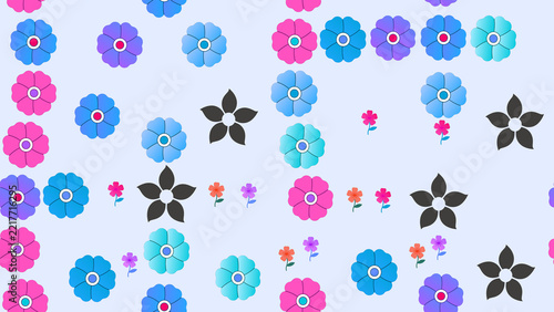 Stylized flowers pattern in various colors
