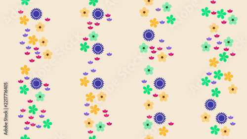 Vertical floral pattern with stylized flowers