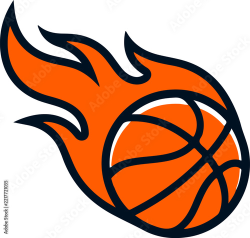 Flaming Basketball Fireball Sports Logo Vector Icon