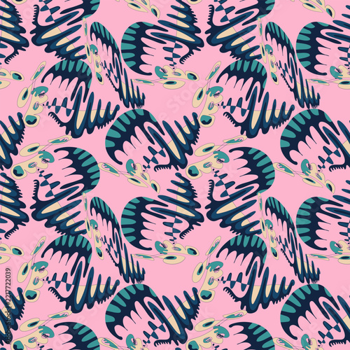 Abstract seamless patterns with wavy organic shapes and dynamic graphic elements