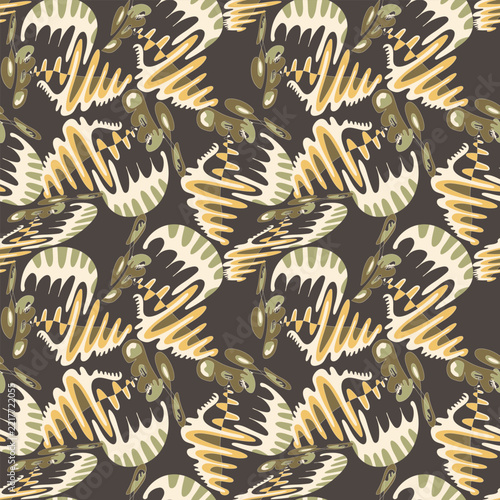 Abstract seamless patterns with wavy organic shapes and dynamic graphic elements