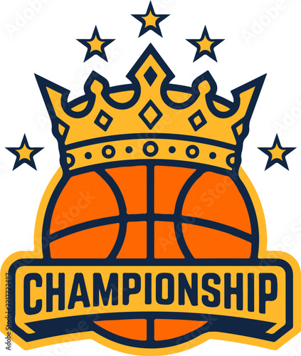 Basketball Championship Crown Emblem Logo Vector