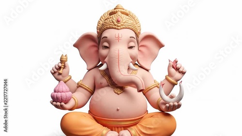 Lord ganesha idol sitting in meditation, hindu deity statue for spiritual worship, religious festival celebration and cultural background